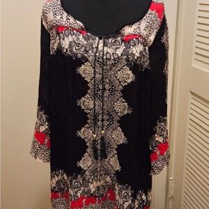 Angie Black and Red Bohemian Tunic